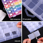 OUTUXED 4 Pack 36 Grids Plastic Bead Organizer Box with Dividers, Clear Craft Tackle Box Parts Storage Containers with Compartments for Jewelry Fishing Tackle Art DIY with 5 Sheets Label Stickers - color: 4 Pack