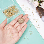 SUNNYCLUE 1 Box 100Pcs Real 18K Gold Plated French Earring Hooks Fish Hook Earrings Stainless Steel Ear Wires Ball Dot Earwires for Jewellery Making Women Adults DIY Dangle Earrings Crafts Supplies - color: 100pcs Real 18k Gold Plated French Earring Hooks