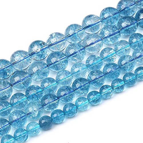 6mm 61pcs Blue Topaz Crystal Quartz Natural Stone Round Loose Beads for Jewelry Making DIY Bracelet Necklace Earrings - color: Blue Crystal, size: 6mm