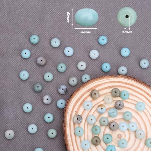 BONNY BOXX Natural 5 * 8mm Amazonite Rondelle Beads, Natural Abacus Disk Stone Beads Loose Spacer Gemstone Beads for DIY Bracelet Necklace Jewelry Making - color: Amazonite, size: 5*8MM