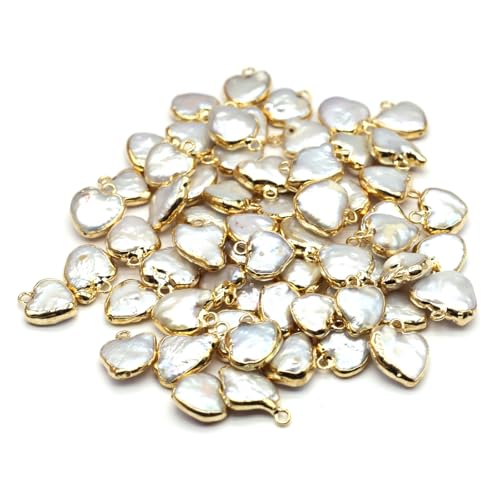 10PCS Natural Pearl Pendants Irregular Multiple Shapes Cultured Freshwater Baroque Pearl Charms for Jewelry Making Gift - color: 14x12mm