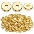 200pcs 8mm Flat Round Rondelle Spacer Beads Disc Spacers Loose Beads Jewelry Metal Spacers for DIY Bracelet Necklace Crafts,Gold - color: Gold