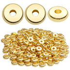 200pcs 8mm Flat Round Rondelle Spacer Beads Disc Spacers Loose Beads Jewelry Metal Spacers for DIY Bracelet Necklace Crafts,Gold - color: Gold