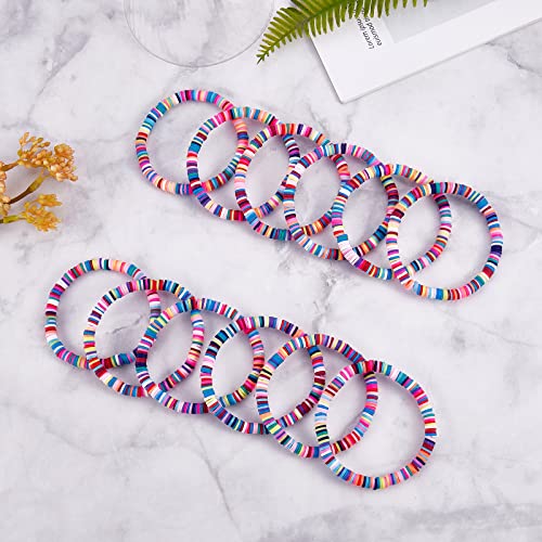 Ornaland Heishi Surfer Bracelets Set Polymer Clay Heishi Beads Stretch Bracelets Multi-Layer Stackable Friendship Bracelets Bohemia Summer Beach Jewelry for Women - color: Colorful-2