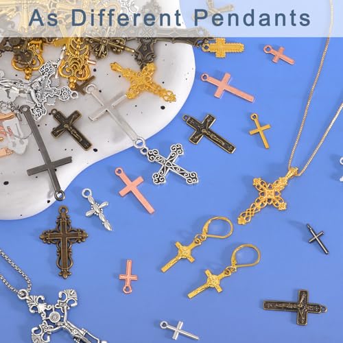 stino 100 Gram Metal Charms for Jewelry Making, Silver & Gold Plated, Bulk Pack for Bracelets, Necklaces, Crafts - color: Cross Mixed Color