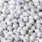 LAIDANLA White Howlite 6mm Natural Stone Beads Round Loose Gemstone Stone Beads for DIY Bracelet Necklace Earrings Jewelry Making Polishing Genuine Real Beading 96PCS 2 Strand 32" - color: F-White Howlite, size: 6mm