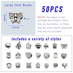 stino Large Hole Silver Metal Spacer Beads for Jewelry Making, Bracelet Earrings Necklace Findings & Supplies 512 (Large Hole (50PCs)) - color: Large Hole (50PCs)