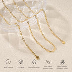 GTVOODX 10Pcs 18Inch 18K Gold Plated Charm Necklace Chain Bulk 3x9mm Paperclip Stainless Steel Chains for Jewelry Making Supplies - color: Gold, size: 18 Inch