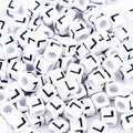 500Pcs Square White Letter Beads L 6X6mm Individual Cube Alphabet Beads for Friendship Bracelets Making - color: Square - L