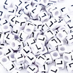500Pcs Square White Letter Beads L 6X6mm Individual Cube Alphabet Beads for Friendship Bracelets Making - color: Square - L