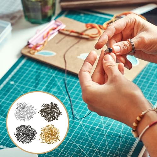 Crimp Beads for Jewelry Making, Teaaha 1000 PCS Plated Brass Crimping 4 Colors Bead Crimp Tubes String Bracelet End Loose Stopper Beads Tube Crimping Bead for Earring Necklace Pendant DIY (1.5x1.5mm)