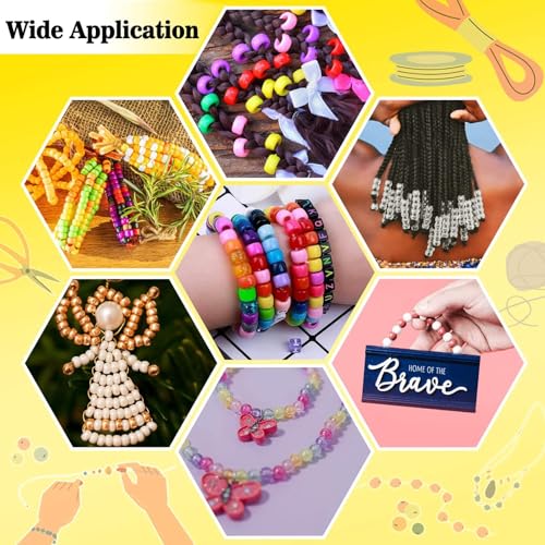 Sukh 1000+ Pcs Pony Beads - 6x9mm Lemon Yellow Pony Beads Bulk for Bracelets Necklace Hair Bead Braids Key Chain Making Plastic Bead DIY Project Crafts Ornaments Decorations
