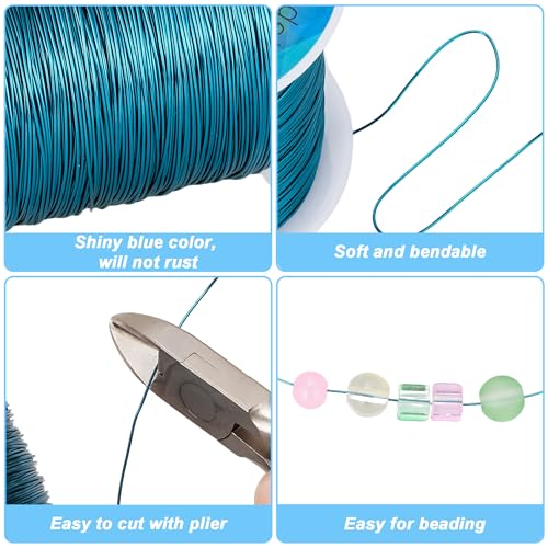 203 Feet Tarnish Resistant Copper Wires 24 Gauge/0.5mm Jewelry Craft Wires Beading Wire for Jewelry Making, Wire Wrapping and Crafting (Blue) - color: Blue, size: 24 Gauge