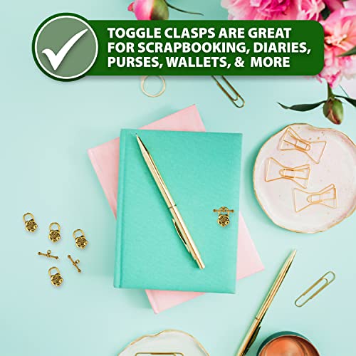 Mandala Crafts 120 Flower Toggle Clasps, Assorted T-Bar Jewelry Findings & Closures – Metal Fastener Hooks for DIY Necklace & Bracelet Making