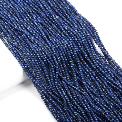 155pcs 2mm Natural Lapis Lazuli Stone Loose Round Beads Gemstone Smooth Samll Spacer Beads for jewerly Making Bracelet Necklace - color: Lapis Lazuli, size: 2 mm