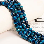 NCB 100pcs Original Natural Stone Beads Gemstone Round Loose Beads 6mm 8mm 10mm (Aquamarine Tiger's Eye, 6mm 100Beads) - color: Aquamarine Tiger's Eye, size: 6mm 100beads