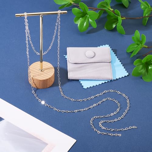 Sterling Silver Chain for Jewelry Making, Heart Link Chains 3x4mm 3.28 Feet Silver Necklace with Velvet Polishing Cloth Permanent Bracelet Kit for Women Men Necklace Making - color: Platinum
