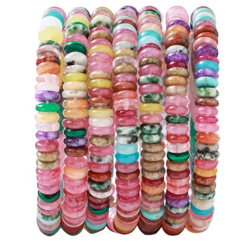 Natural Dark Mix Colored Stone Disk Spacer Beads 6x2mm 38cm/str Flat Rondelle Loose Semi Gemstone Caps for Making Bracelets Necklace - color: Dark Mix Colored Stone