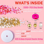 AceFun 3750PCS Clay Beads for Bracelets Making Polymer Clay Beads Kit with Pearl Beads Spacer Beads, Disc Heishi Beads Set for Jewelry Making Necklace Bracelet Earrings Finding, Pink Mixed - color: Pink Mixed