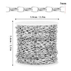 33FT Paperclip Link Chain Roll 3MM Stainless Steel Paperclip Chain Spool Bulk for Jewelry Making - color: 3mm stainless steel