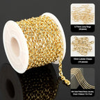YOUBEIYEE 5 Meters 18K Gold Plated Jewelry Chains Bulk Diamond Cut Cable Chain Link Light Gold Chain Necklace DIY for Men and Women - color: Cable