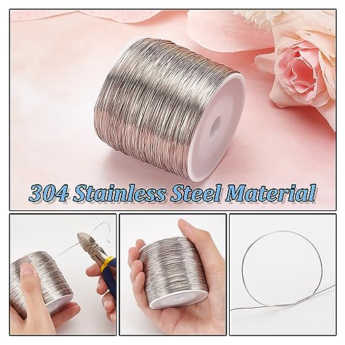BENECREAT 820 Feet 26 Gauge Single Strand Tiger Tail Beading Wire, Stainless Steel Craft Jewelry Beading Wire for Crafts, Jewelry Making, Sculpture Frame - color: Single Strand, size: 26 Gauge