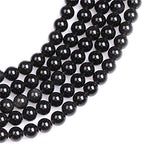4mm Natural Black Obsidian Beads Round Gemstone Loose Beads for Jewelry Making (90-95pcs/strand) - color: Black Obsidian, size: 4mm