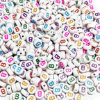 500PCS 4x7mm Acrylic Letter Beads B for Friendship Bracelets Jewelry Making, White Round Flat Acrylic with Colourful Alphabet Beads for DIY Crafts Bracelets Necklaces Key Chains Phone Lanyard - color: B(colourful on white)
