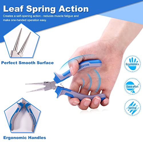 SPEEDWOX 5 Inch Round Nose Pliers - Mini Ultra Tapered Jaw Precision Nippers with Spring - Ideal for Small Jewelry Making & Crafting - style: 5" Round Nose Plier