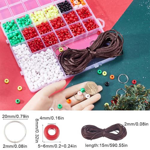 SUNNYCLUE 1 Box DIY 10 Sets Christmas Pony Beads Bulk Bead Pets 8mm Large Video Tutorials Xmas Keychain Kit Snowman Snowflake Beading Angel Christmas Pet Key Chains for Purse Gifts - color: Upgraded-8mm Pony Beads Kit Christmas Themed