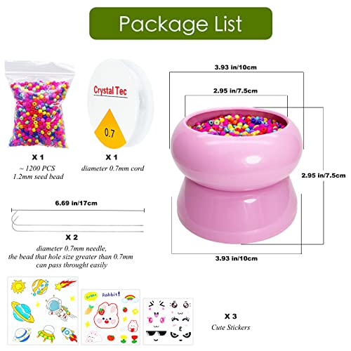 Xmada Electric Bead Spinner - Bead Spinner with 2PC Beading Needles and Seed Beads, Waist Beads Kit, Bead Spinner for Jewelry Making, Electric | Speed Adjustment Beading Tools (Pink) - color: Pink