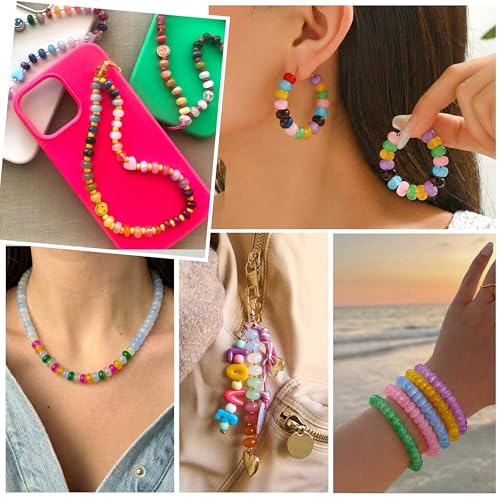 BONNY BOXX Abacus Glass Beads for Jewelry Making, 960pcs 5x8mm Rondelle Spacer Beads in 24 Colors, Crystal Gemstone Beads for Bracelet, Necklace, DIY Crafts - color: Jade Rondelle Glass Beads - 5x8MM