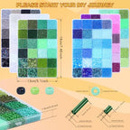 51600pcs Seed Beads Kit, 144 Colors 2mm Seed Beads & 7mm Long Bugle Beads Set, 12/0 Small Mini Craft Pony Beads for Jewelry Making Supplies for DIY Bracelet, Necklace, Crafts