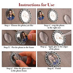 1PCS DIY Wedding Bouquet Photo Charm Pin Brooch Making Kit - Single Lacy Frame Wedding Charm Oval Glass Cabochons Picture Frame with Pendant