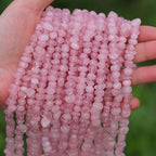 400pcs Natural Chip Stone Beads for Jewelry Making Rose Quartz 5-8mm Irregular Gemstones Healing Crystal Loose Rocks Bead Hole Drilled for Ring Earrings Necklace Bracelet Making DIY Art Crafts - color: Rose Quartz (2 Strands-62")