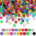 Amaney 500 Pieces 6x9mm Pony Beads Mixed Colors Glitter Transparent Big Hole Plastic Beads (Mixd) - color: Mixed