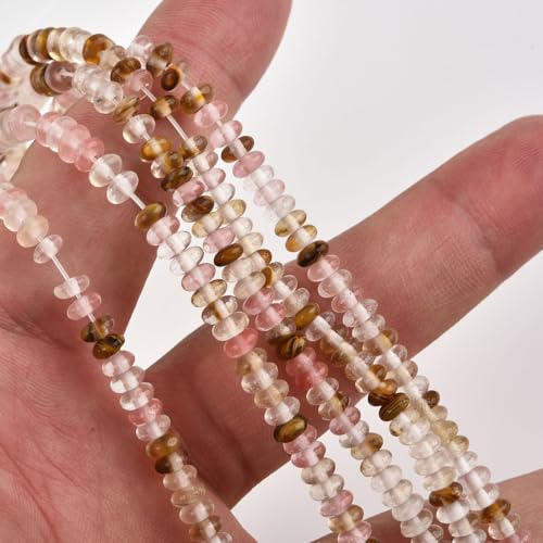 170pcs 4x2mm Watermelon Disk Rondelle Spacer Stone Semi Precious Gemstone Loose Beads for Jewelry Making 15 Inch - color: Watermelon