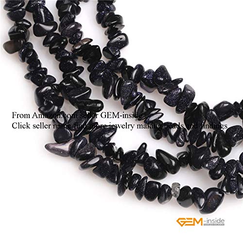 GEM-Inside Aventurine Chips Natural 7-8MM Gemstone for Bracelet Necklace Earrings Jewelry Making Crafts Design Wholesale Loose Beads 34" - color: Blue Sandstone