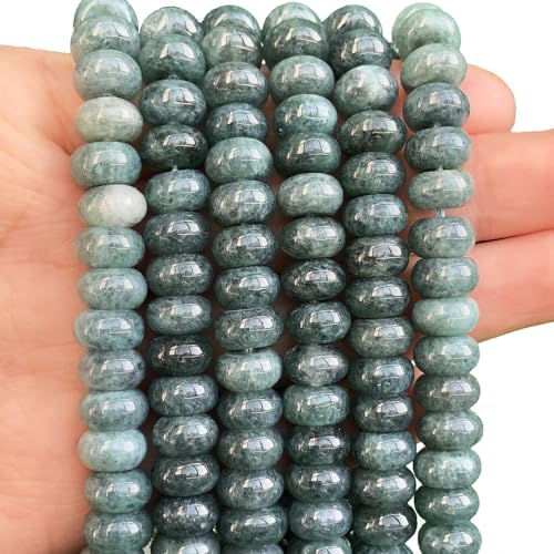 Songxi 5x8mm Natural Blue Colored Jade Stone Rondelle Beads, 75PCS Spacer Round Loose Abacus Beads for Jewelry Making, Gemstone for Bracelet Necklace Earrings, Arts and Crafts - color: Blue Colored Jade
