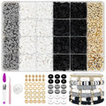 MIIIM Black and White Clay Bead Bracelet Kit, Heishi Beads, Flat Beads and Gold Spacer Beads for Jewelry Making, Friendship Bracelet Beads Kit for Crafts, Concert, Raves, Gifts - color: Black and White