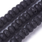 Craftdady 2 Packs Natural Black Lava Stone Beads Rondelle Volcanic Rock Gemstone Loose Beads Energy Healing Chakra Beads for Jewelry Craft Essential Oil Bracelet Necklace, Total 150Pcs - color: Black, 8-8.4x5-5.5mm