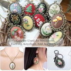 SUNNYCLUE 3 Sets Embroidery Necklace Kit Mini Cross Stitch Kits with Instructions Thread Needle Hoops Spring Flower Themed Embroidery Set for Beginners Jewelry Making Adults Supplies Women Starter - style: Flower 2