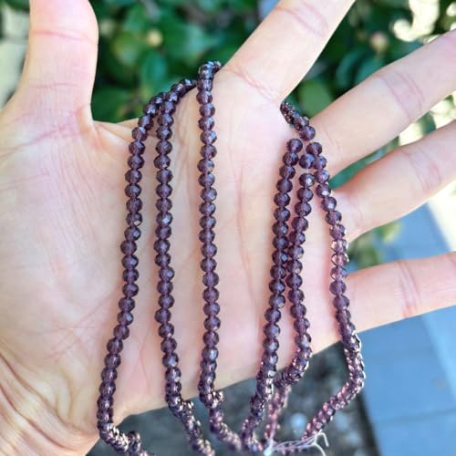 500pcs Czech Faceted Rondelle Crystal Glass Loose Beads 4mm Small Tiny Spacer Bulk Amethyst Purple for DIY Craft Jewelry Making CCR427 - color: Amethyst, size: 4mm (0.16") - 500pcs