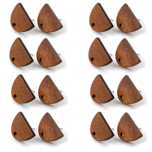 DoreenBeads 30Pcs Natural Wooden Stud Earrings Posts with Loop for Jewelry Making- Semicircle Wood Earring Ear Backs Women Girls DIY Making Personalized Findings, 18x13mm (WE0215OC) - color: Semicircle