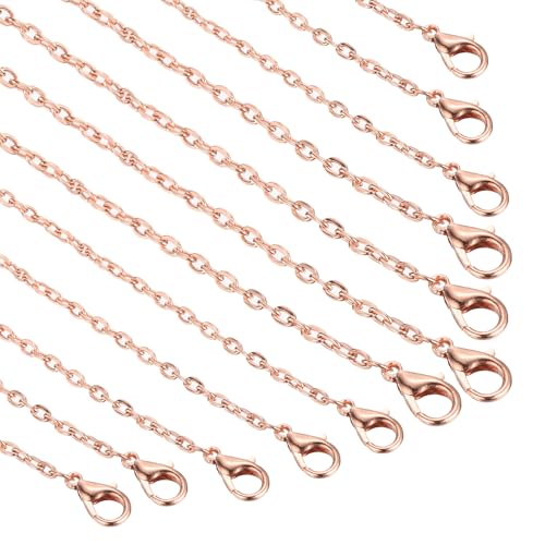 HARFINGTON 20 Pack 18 Inch Necklace Chains Bulk 2mm Rose Gold Plated Cable Chains with Lobster Clasps for Jewelry Making - color: Rose Gold, size: 18 Inch x 2mm