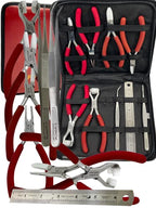 Professional German Set of 9-Eyeglass Optical Optician Tools - Bent Nose Rimless Set - Adjusting Eyeglass Arms Frame Plier Set
