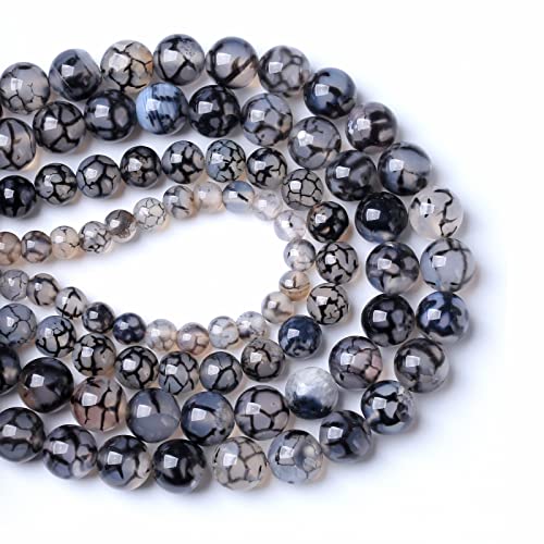 12MM 31PCS Natural Stone Black Dragon Vein Agate Beads for Jewelry Making DIY Bracelet - color: Black Dragon Vein Agate, size: 12mm