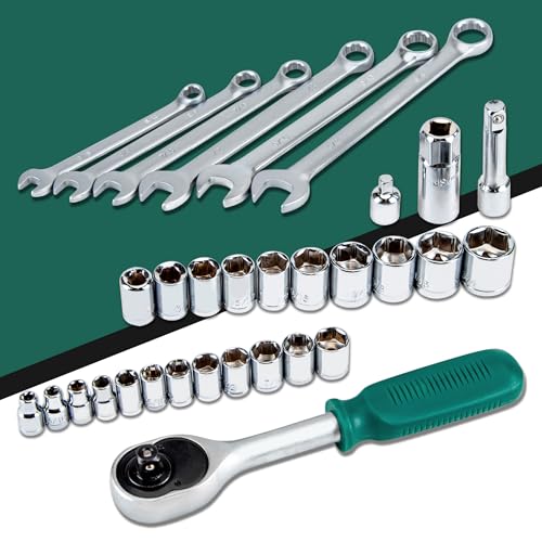 CARTMAN 238-Piece Tool Set with Socket Wrench & Auto Repair Tools Mixed General Household Hand Tool Kit, Green Plastic Toolbox Storage Case Comprehensive DIY, Home & Car Maintenance - color: Green
