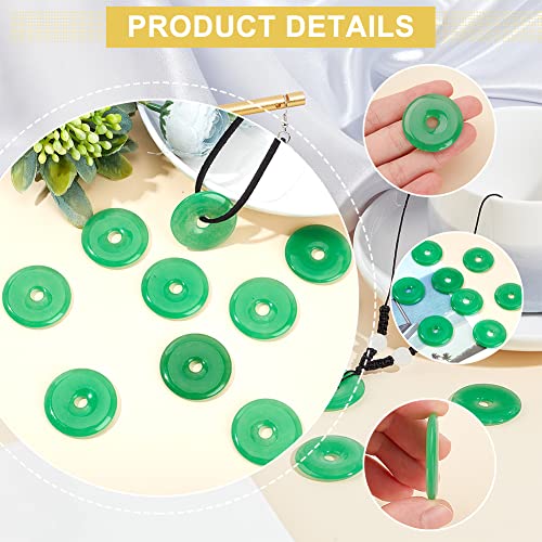 NBEADS 10 Pcs Natural Donut Gemstone Charms, 30mm Flat Round Malaysia Jade Donut Stone Beads Pendants Large Hole Disc Natural Stone Pendant for Jewelry Making, Hole: 5mm - color: 10 Pcs Natural Malaysia Jade