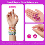 Redtwo 3mm 45000pcs Glass Seed Beads Kit, 7 Boxes 144 Colors Small Beads for Bracelets, Friendship Bracelet Kit with Charms and Letters